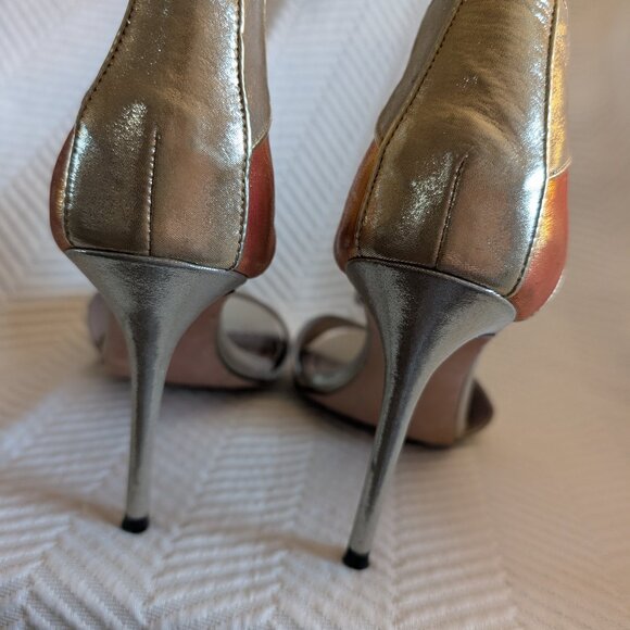 Jean-Michel Cazabat Octavia Metallic Patchwork Heels Size 7.5 Stiletto Sandals - Picture 9 of 12